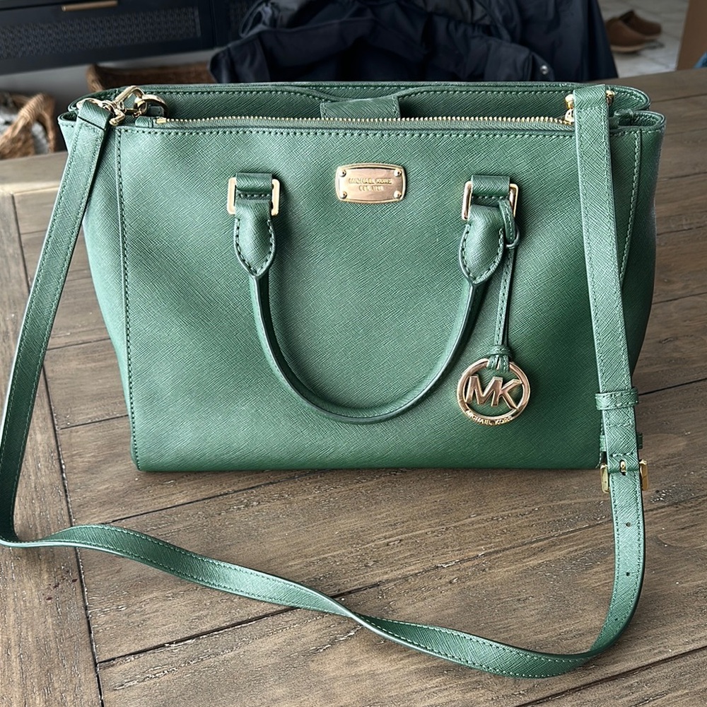Michael Kors Green Leather Tote Bag